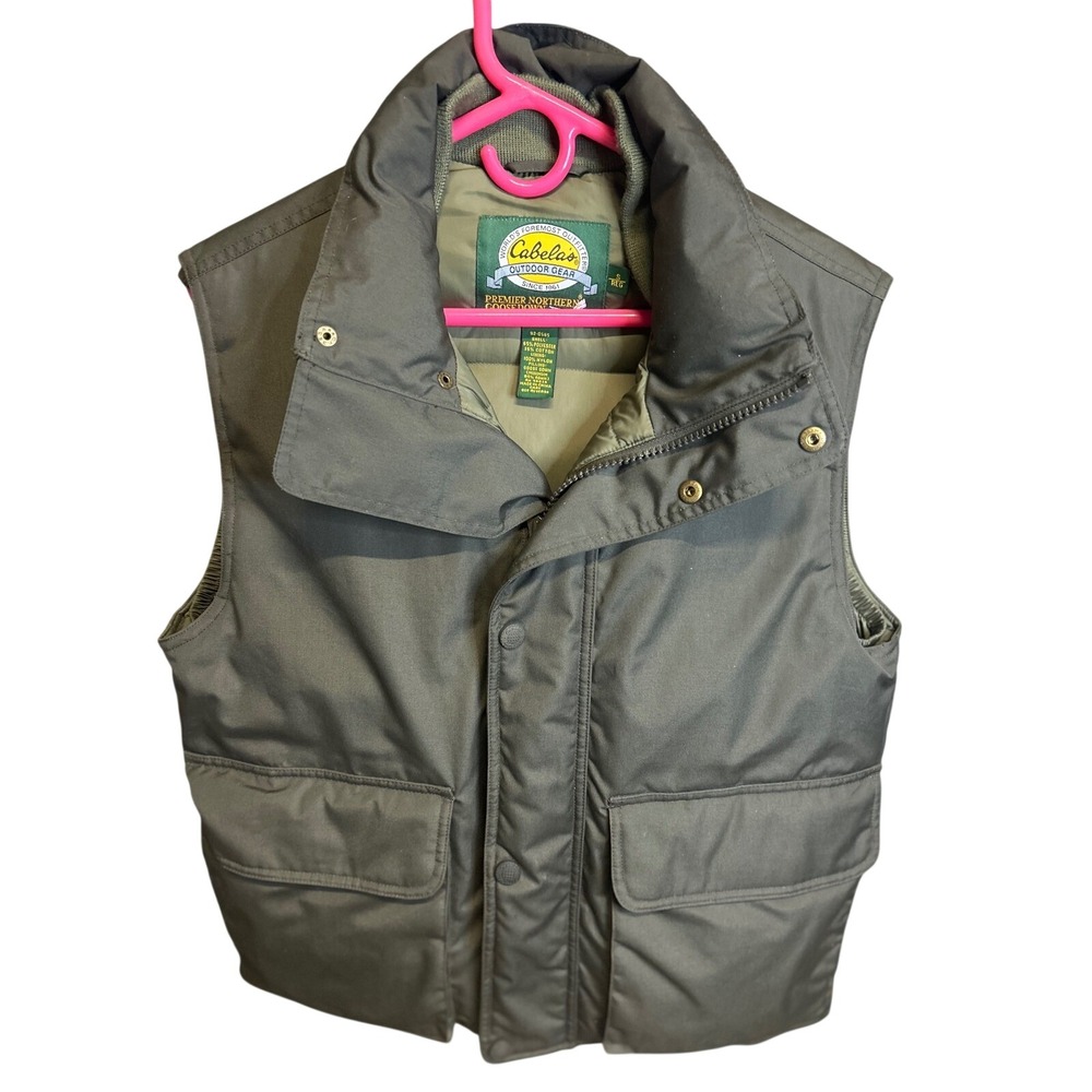 VTG Cabelas Vest Mens S Green Premier Northern Goose Down Puffer Outdoor Hunting - Picture 1 of 8